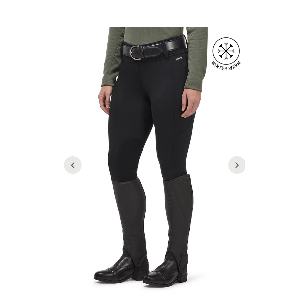 Equestrian Kerrits M Sit Tight N Warm Riding Tights Black Knee‎ Patch Fleece